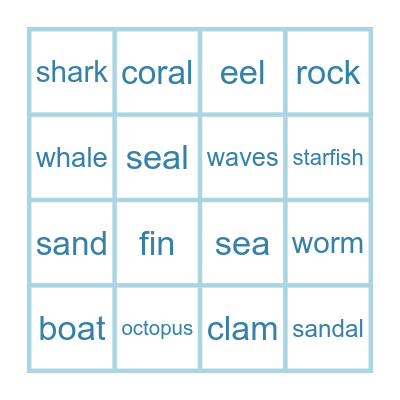 Ocean Bingo Card