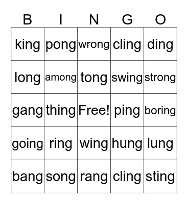 ng bingo Card