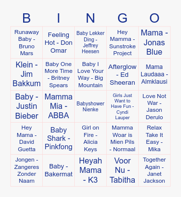 Babyshower Nienke Bingo Card