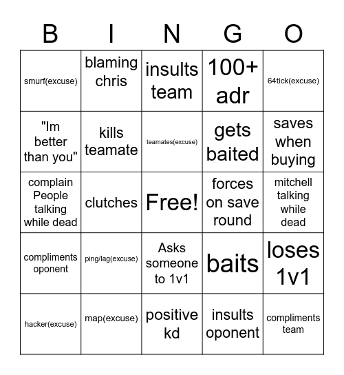 cs Bingo Card