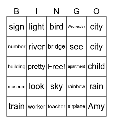 LOOK UP!  #1 Bingo Card