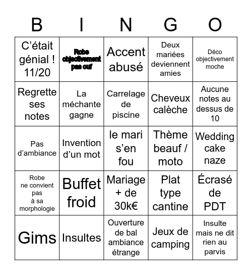 4 mariage PUCIX Bingo Card