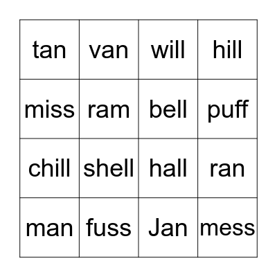 Glued sounds & Bonus letters Bingo Card