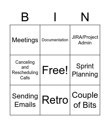 Standup Bingo Card