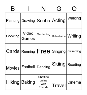 Leisure Bingo Card