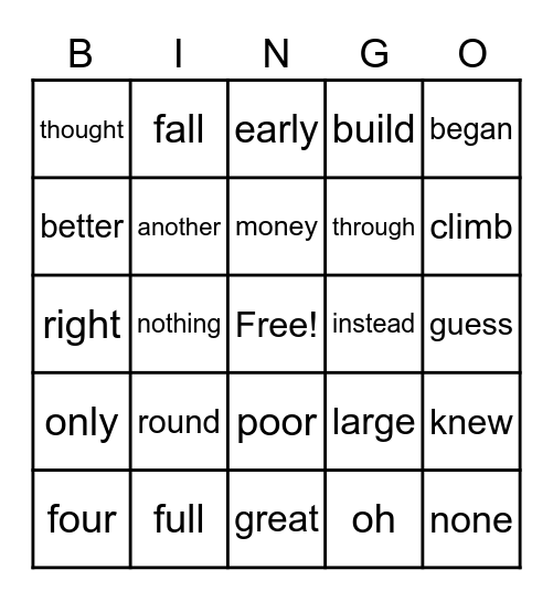 Unit 5 Bingo Card