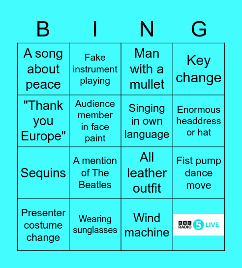 5 live Breakfast's Eurovision Bingo Card