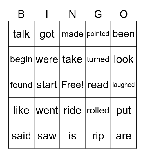 Verbs, Verbs, Verbs!! Bingo Card