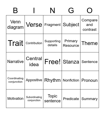 2023 ELA Bingo Card