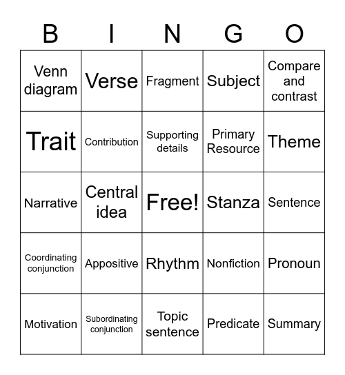 2023 ELA Bingo Card