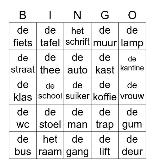 woorden zoeken Bingo Card