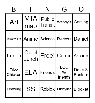 Completely Normal Bingo Card