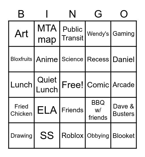 Completely Normal Bingo Card