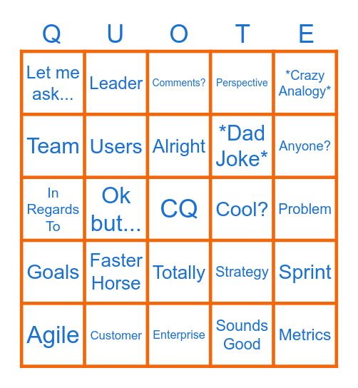 Buzzword Bingo Card