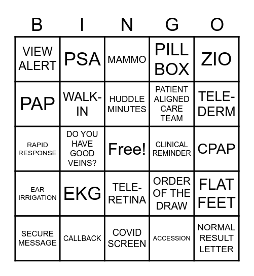 PACT BINGO Card