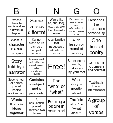 2023 ELA 2 Bingo Card