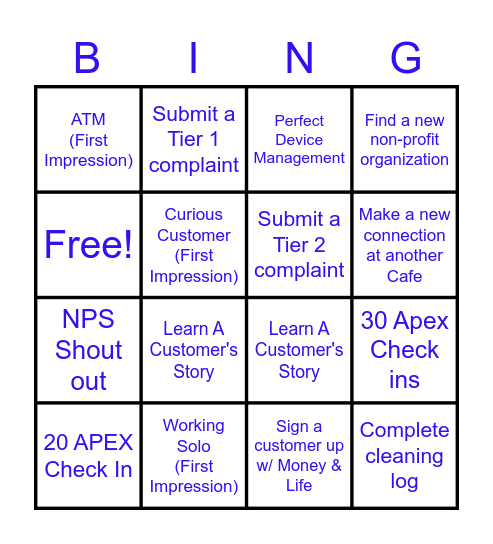 Allstar Bingo Card