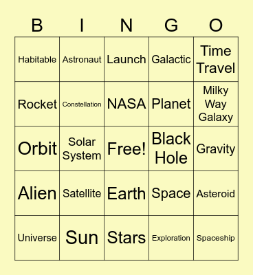 OUT OF THIS WORLD Bingo Card