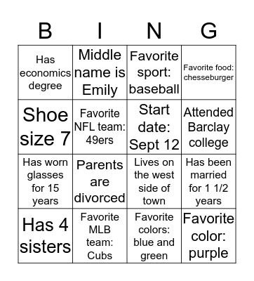 Ice Breaker Bingo Card