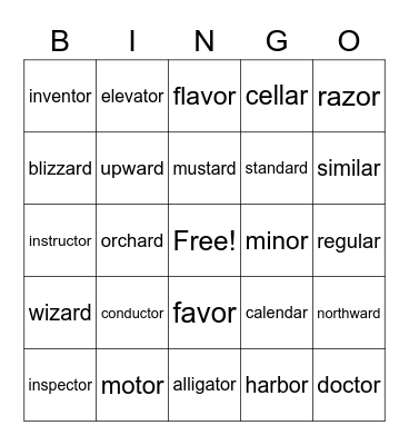 Wilson Step 8.5 Bingo Card