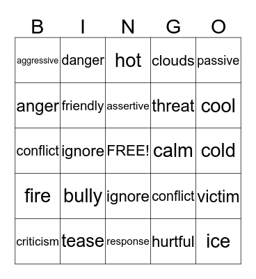 Social Skills Vocab Bingo Card
