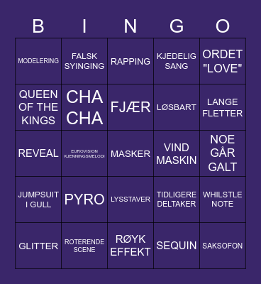 SEMI FINALE 1 Bingo Card