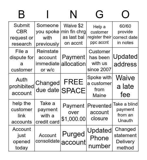 Bingo Card