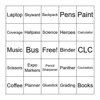 Teacher Appreciation Week Bingo Card