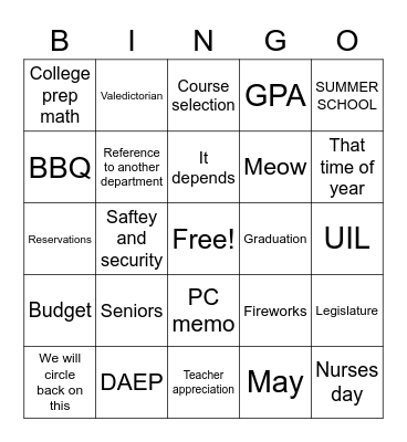 Untitled Bingo Card
