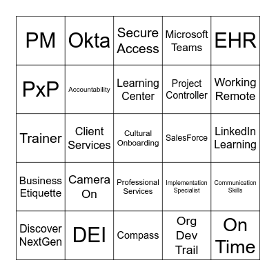 Velocity Bingo Card