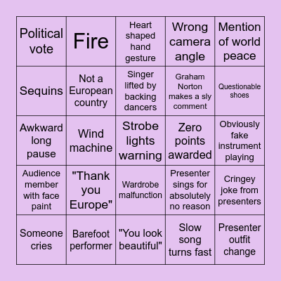 Eurovision Bingo! Bingo Card