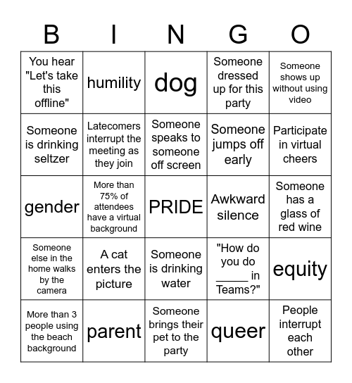 Buzzword Bingo Card