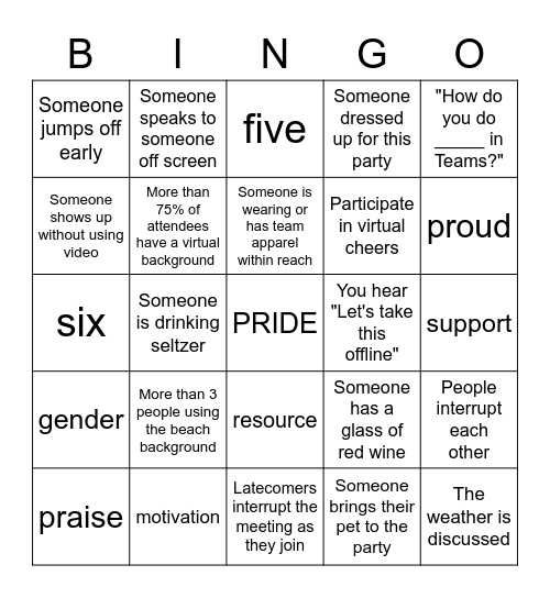 Buzzword Bingo Card