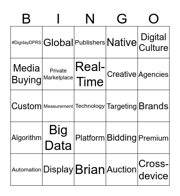 Digiday Programmatic Summit 2016 Bingo Card