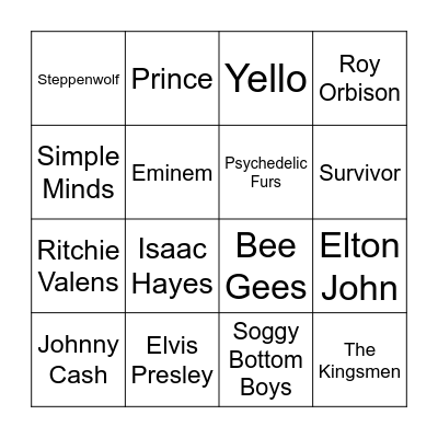 Boogie Down Bingo Card