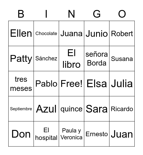 POBRE ANA 1, 2 y 3 Bingo Card