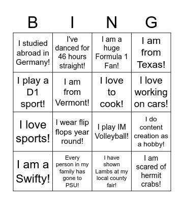 INTERNSHIP BINGO Card