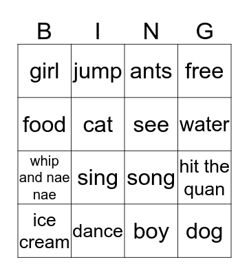 aaliyah bingo Card