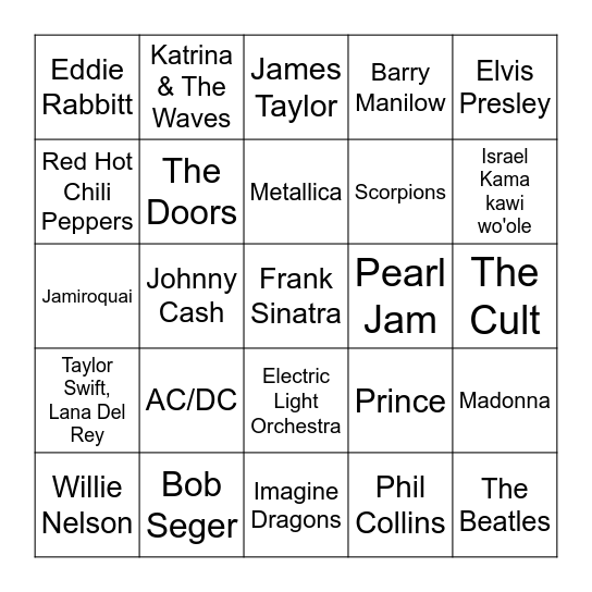 Game 1 Bingo Card