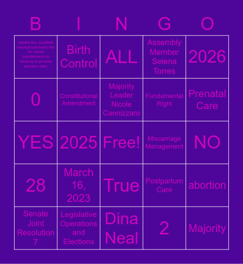 SJR7 Bingo Card