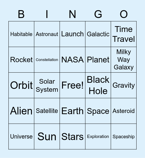 Space Bingo Card