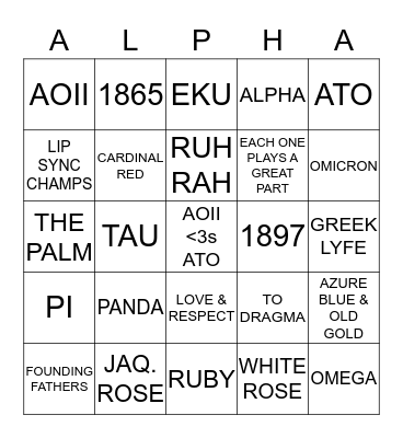 AOII & ATO BINGO NIGHT! Bingo Card