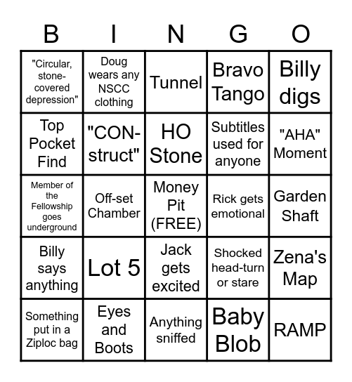 Curse of Oak Island Bingo Card