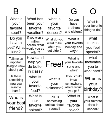 Ice Breaker Bingo Card