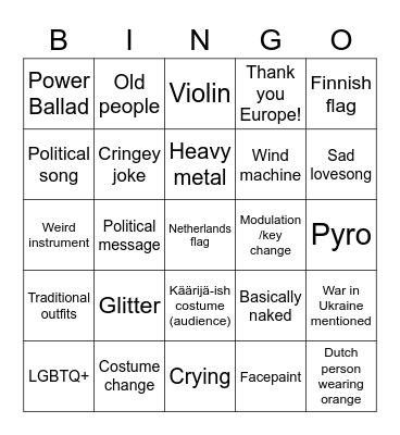 Korvfisk ESC SF1 bingo Card