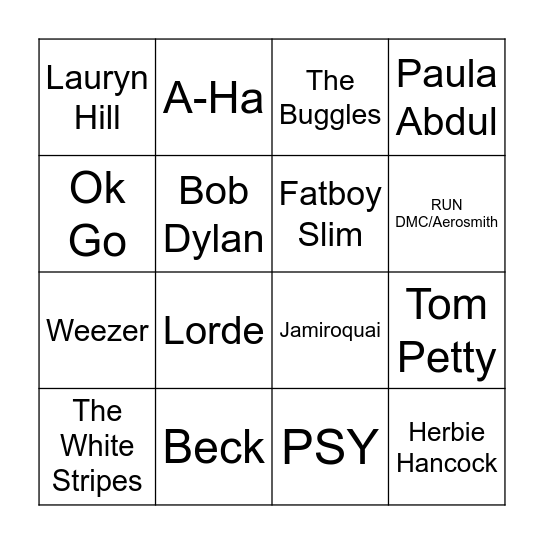 Boogie Down Bingo Card