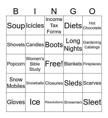 Winter Words Bingo Card