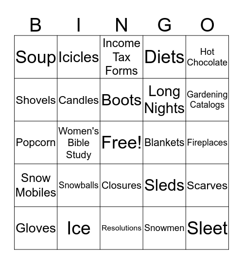 Winter Words Bingo Card