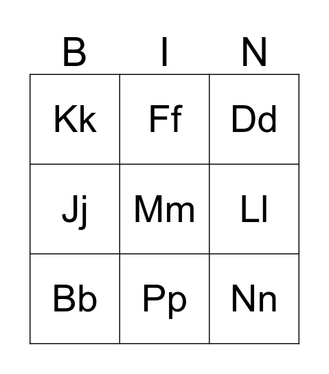 Alphabet bingo! Bingo Card