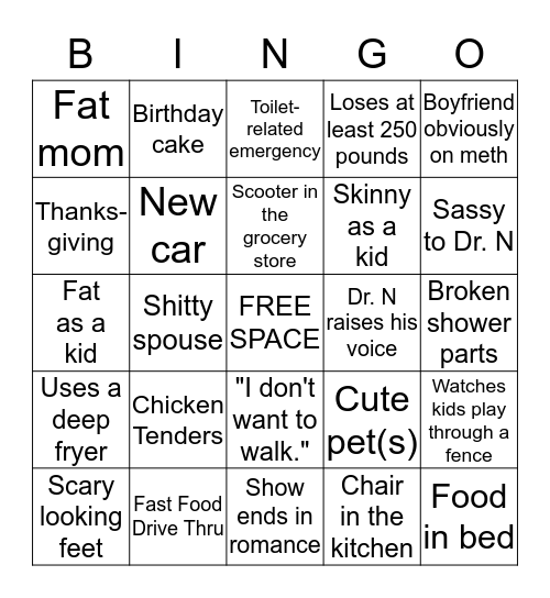 My 600-lb Life BINGO Card